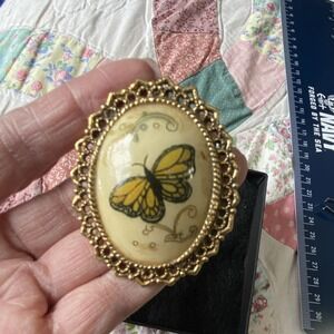 Vintage gold-tone butterfly brooch—timeless charm, Monarch, gold tone, handmade